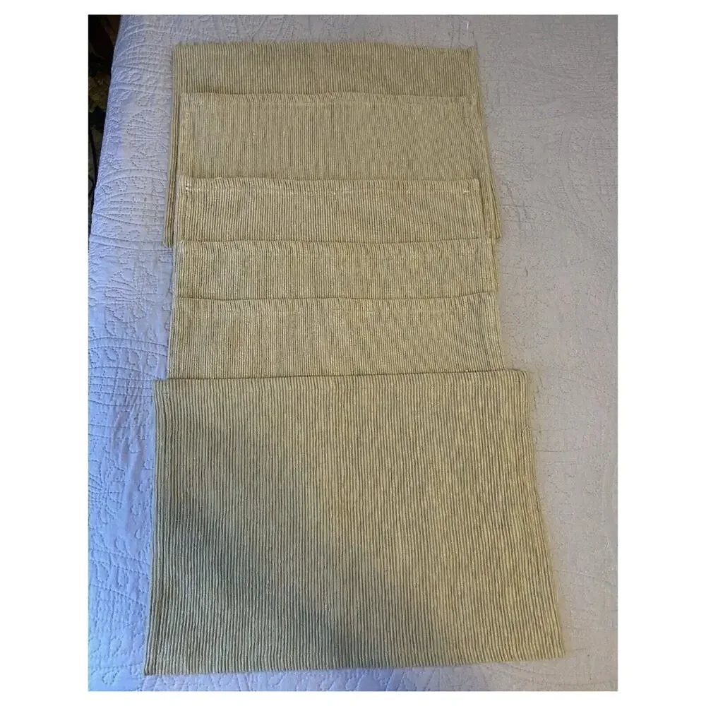 “Set of 6 Pier 1 Ribbed Placemats Neutral Beige Textured Minimalist Table Decor”